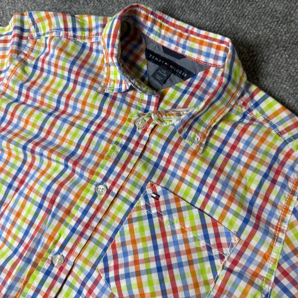 Tommy Hilfiger Boys L/G 16/18 Multicolor Plaid‎ Long Sleeve Button Down Shirt